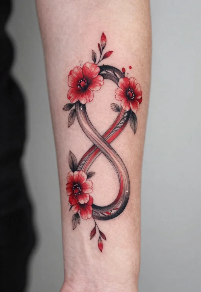18 Red and Black Tattoo Ideas: Striking Bold and Artistic - 15. Floral Infinity Symbols 1