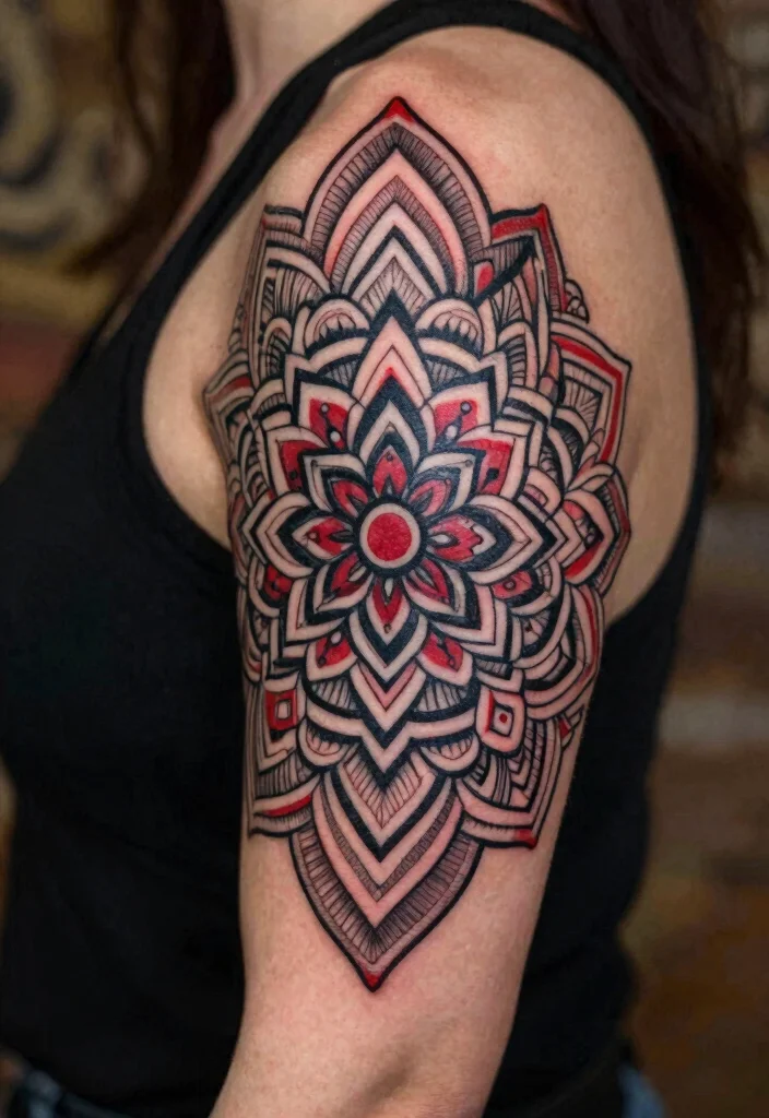 18 Red and Black Tattoo Ideas: Striking Bold and Artistic - 3. Mandala Magic 1