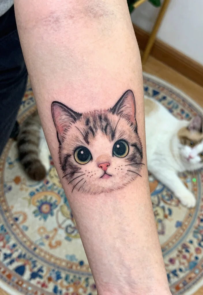18 Tattoo Ideas Cat Lovers Will Adore - 3. Cute Cat Face 1