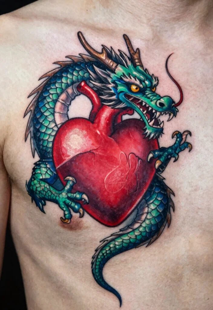 19 Dragon Tattoo Ideas You Will Want to Save - 16. Dragon Heart Tattoos 1