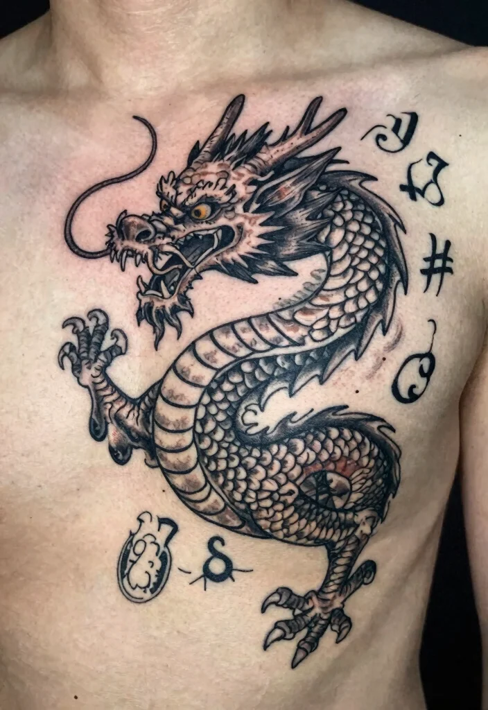 19 Dragon Tattoo Ideas You Will Want to Save - 19. Commemorative Dragon Tattoos 1