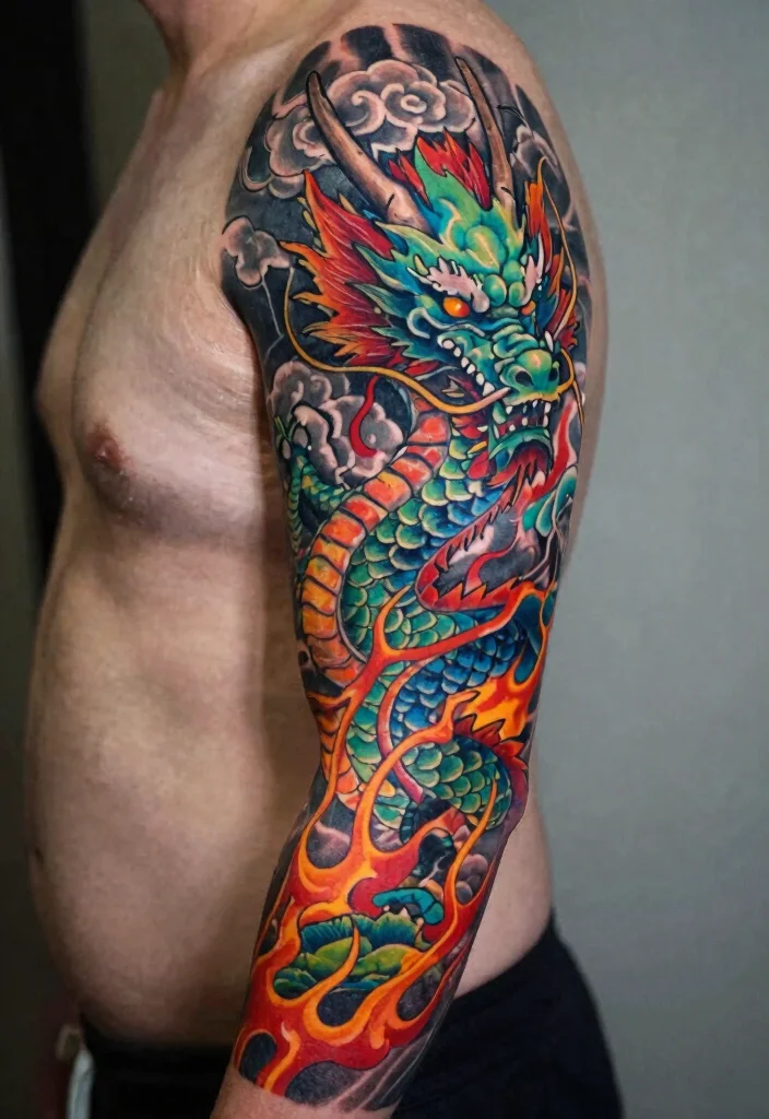 19 Dragon Tattoo Ideas You Will Want to Save - 3. Dragon Sleeve Tattoo Ideas 1